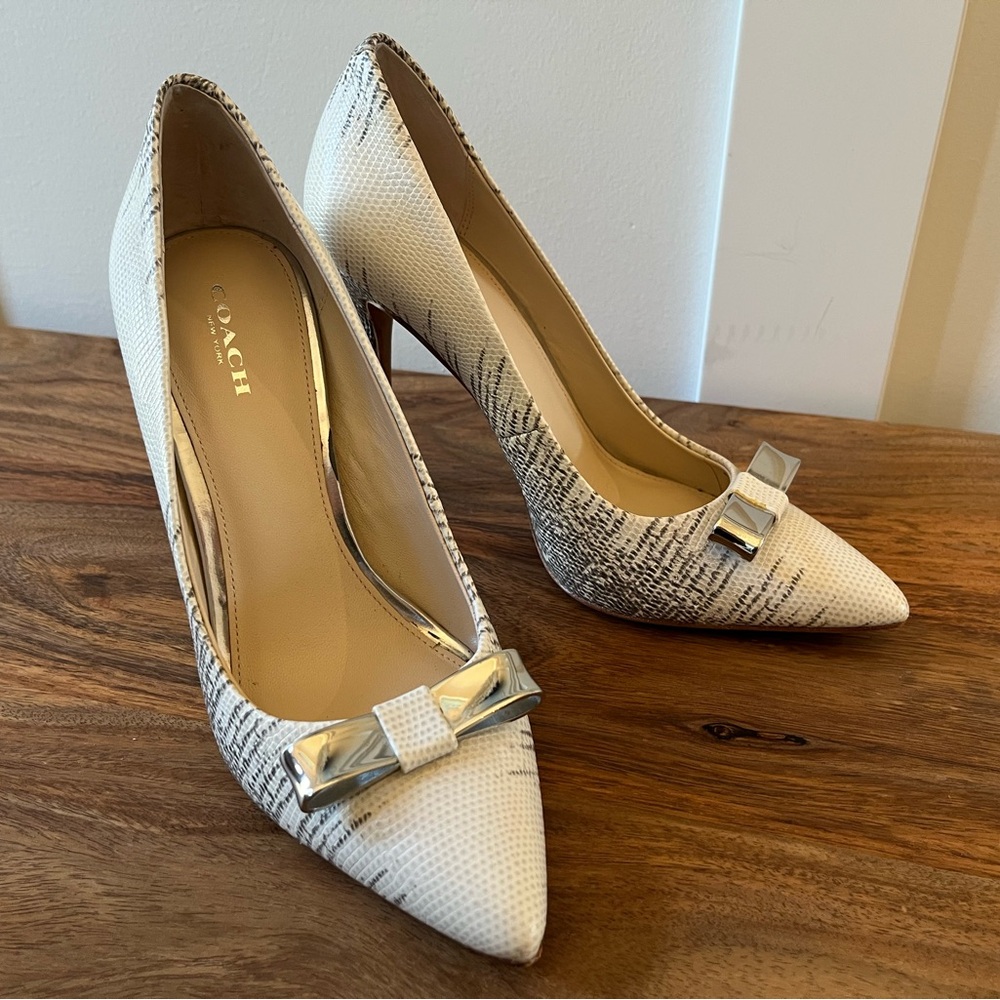 Coach Cream & Grey High Heels